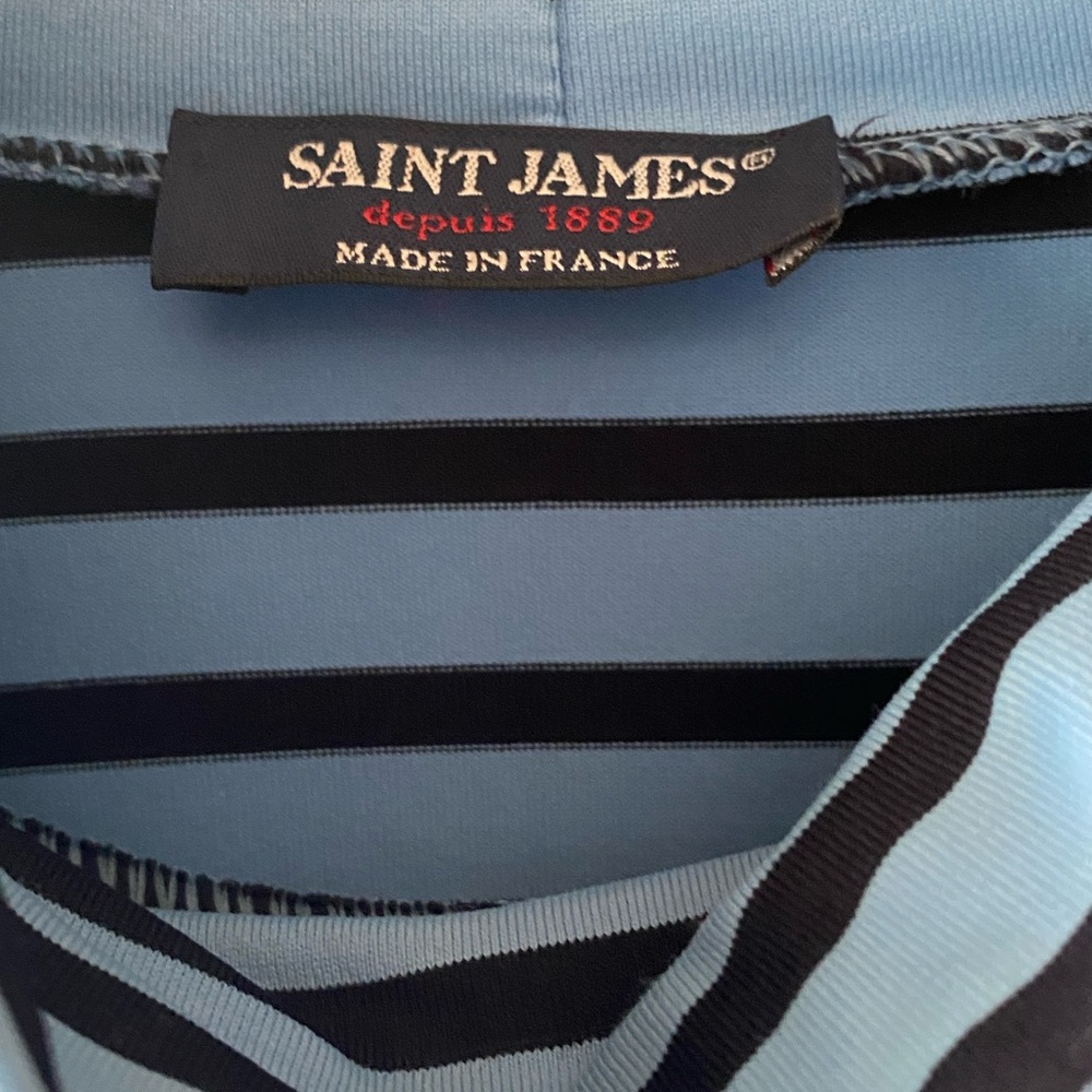 SAINT JAMES Oural Blue Stripe Anti-UV Stretch Turtleneck Shirt SZ 4 - Picture 3 of 8